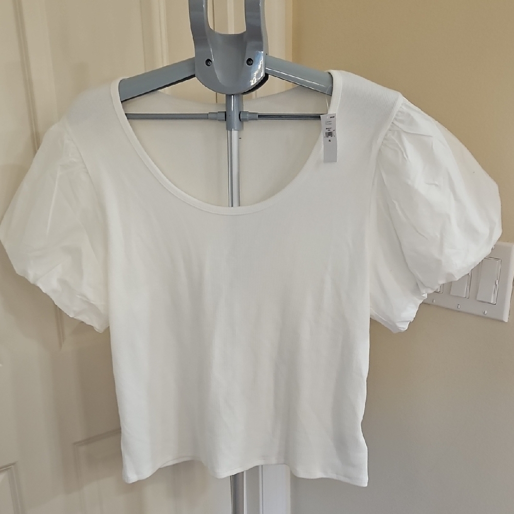 GAP White Women's Puff Sleeve Blouse